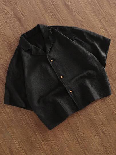 TOKVUE Men's Casual Solid Color Front Button Short Sleeve Shirt, Summer