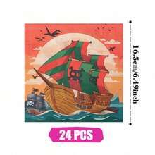 Bộ đồ dùng tiệc dùng một lần hình tàu cướp biển lúc hoàng hôn gồm đĩa, khăn ăn và cốc giấy, phục vụ 24 khách. Bộ đồ dùng tiệc bằng giấy dùng một lần này phù hợp cho sinh nhật, đám cưới, tiệc theo chủ đề và dã ngoại gia đình. - Xem 7