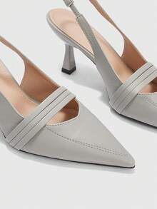 CUCCOO BIZCHIC Tacones de punta para mujer, tacones altos versátiles para ir al trabajo y uso diario - Gris Claro - Ver 5