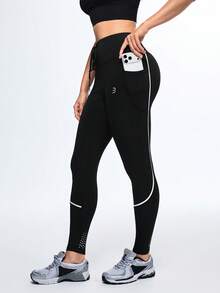 Eassivo Eassivo Quần legging thể thao nữ có dây rút ở eo và túi - màu đen - Xem 4