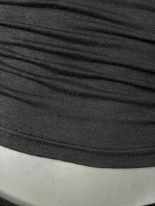 EgrlEra Áo tank top nữ màu trơn cổ vuông xếp ly ôm dáng thường ngày - màu đen - Xem 6