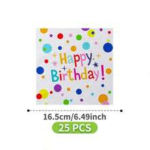 Bunte Punkte Happy Birthday Einweg-Teller, Servietten und Becher Set, für 8 Gäste. Dieses Einweg-Partyartikel-Set (inklusive Teller, Servietten und Becher) ist perfekt für Geburtstagsfeiern, Hochzeiten und Familienpicknicks. - Übersicht 6