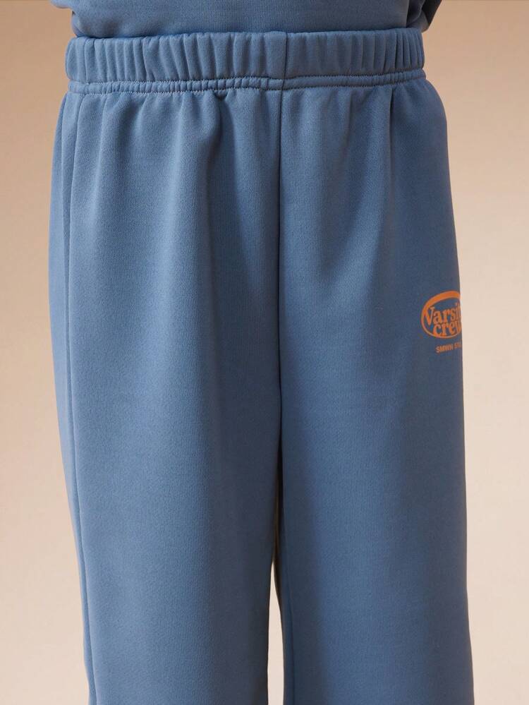 Oversized Sweatshirt And Pants Set With Varsity Print
