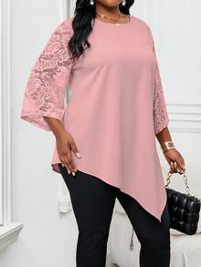 SHEIN Lady Áo sơ mi nữ cỡ lớn cổ tròn tay lửng dáng rộng bất đối xứng màu kim loại, kiểu dáng thanh lịch; Áo sơ mi nữ tay bồng ren; Đầm dài tay nữ; Váy dự tiệc Ngày lễ tình nhân và Năm mới; Chân váy mini vàng; Chân váy vàng; Đầm dự Lễ Tạ ơn; Đầm dự tiệc Đêm giao thừa; Ngày lễ - Bụi hồng - Xem 5