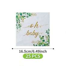 Green Leaves Oh BABY 一次性餐盘、餐巾纸和杯子套装，可供 8 位客人使用。这款一次性派对用品套装（包括餐盘、餐巾纸和杯子）非常适合生日派对、婚礼和家庭野餐。 - 查看 6