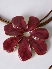 Flower Pendant Necklace - Hot Pink - View 5