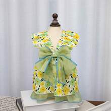 PETSIN 狗狗服装、猫咪服装、动物裙装、宠物春夏新品系列、幼犬连衣裙、公主风百搭连衣裙、条纹印花、小型动物服装、清凉防晒霜 - 彩色 - 查看 6
