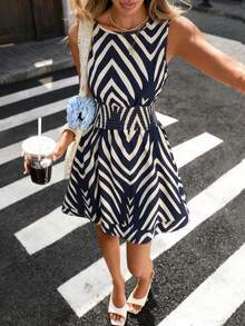 Pariaura Trang phục thường ngày - Trang phục thường ngày hiện đại Trang phục thường ngày - Trang phục thường ngày đi nghỉ mát Váy phong cách đồng quê - Xanh đậm - Xem 3