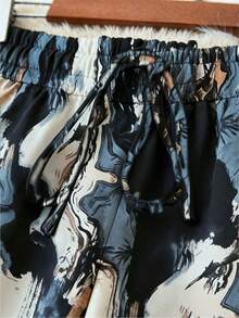 SHEIN CURVE+ Quần ống rộng dệt kim dáng suông dành cho nữ cỡ lớn, thích hợp mặc mùa hè, đi làm, đi nghỉ mát, nhiều màu. - Nhiều màu - Xem 3