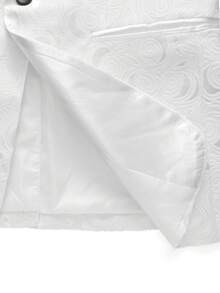 Manfinity AFTRDRK 男士提花披肩领长袖外套和裤子套装 - 白色 - 查看 5