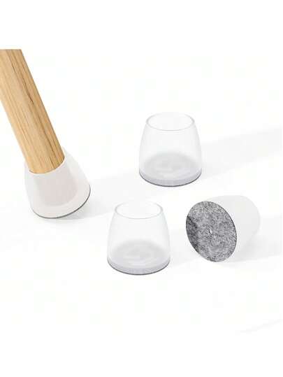 4/8/16/24 piezas Protectores de piso para patas de silla redondas - Silencian pisos ruidosos, contra arañazos, deslizamiento suave - Construcción de silicona duradera, almohadillas de fieltro suave para un contacto delicado con el piso, protegen el piso y las patas de mesas y sillas