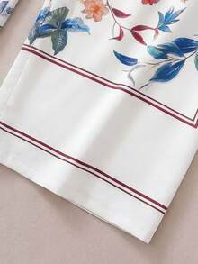 GlowEve CURVE Set casual da vacanza a due pezzi, top tubo e pantaloni, con stampa floreale, taglie comode - Bianco - Visualizzare 5