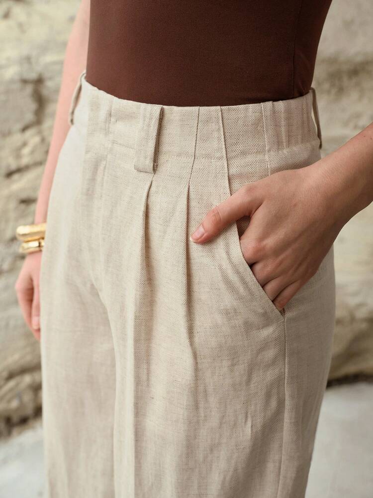 LINEN WIDE LEG PANTS, FASHIONABLE FOR EVERYDAY URBAN WEAR, SPRING/SUMMER