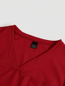 TaskEZ Solid Color V-Neck Short Sleeve Pocket Top And Pants Scrub Uniform Set - Red - View 10