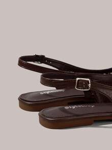 Styleloop Giày nữ kiểu dáng nghỉ lễ, chất liệu lưới, gót hở, giày bệt nữ, phong cách nghỉ lễ, phong cách BOHO, phong cách retro Mỹ, phong cách Bohemian, phong cách miền Tây, phong cách lễ hội âm nhạc, phong cách dự tiệc, giày bệt nữ. - Nâu đậm - Xem 4