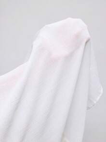 Maija Camisa de talla grande de unicolor casual con parches de encaje, primavera/otoño - Blanco - Ver 9