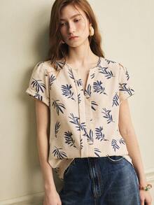 Écloséra 休闲宽松V领无袖印花面料背心，女士夏季度假背心 - 彩色 - 查看 1