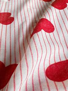 SHEIN Cute Heart Print Casual Relax Pijama Set With Three Pieces - Red and White - View 3