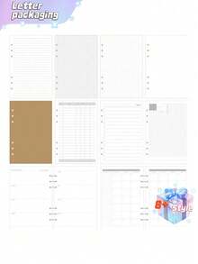 A5 45 Sheets Refill Papers,6 Holes Binder Notebook Inner Paper,Weekly/Monthly/Blank Planner Journal Notebook Parts - White - View 1