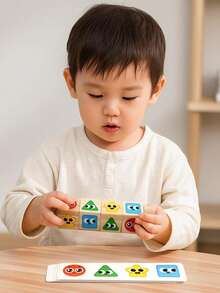 1 peça de blocos de montar giratórios com estampa de desenho animado para crianças, jogo educativo de reconhecimento de cores para bebês a partir de 0 meses, brinquedo de madeira. - Multicolorido - Ver 4