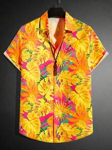 GENTILAND Men Tropical Print Hawaiian Shirt Without Necklace - Multicolor - View 2