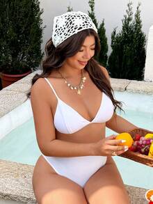 Swim Lushoire 优雅白色镂空针织钩编连体围裙，浪漫度假女式罩衫 - 白色 - 查看 3