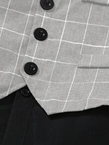SHEIN 两件套格子背心+裤子，男童正式套装，适合生日派对、婚礼、洗礼、情人节等场合。 - 淺灰色 - 查看 7