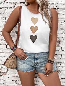 EMERY ROSE Áo tank top không tay cỡ lớn in hình trái tim ombre - Nhiều màu - Xem 4