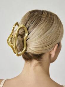 MOTF PREMIUM GOLD-PLATED MATTE HOLLOW ASYMMETRICAL STYLING HAIRPIN, ELEGANT AND CHIC, SUITABLE FOR STUDENTS TO WEAR. - Frosted gold - View 7