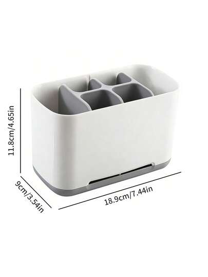 1 Toothbrush Holder, Made Of Plastic Material, Detachable, Easy To Clean, Multifunctional Storage, 3 Slots Anti Slip Electric Toothbrush And Toothpaste Sorting Rack, Suitable For Bathroom Vanity, Countertop, Home Bathroom Decoration, Autumn Decoration, Back To School Decoration