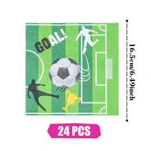 Green Background Football Petal Design Disposable Plates, Napkins And Paper Cups Party Set, Serves 24 Guests. This Disposable Paper Party Tableware Is Suitable For Birthdays, Weddings, Themed Parties And Family Picnics. - View 10