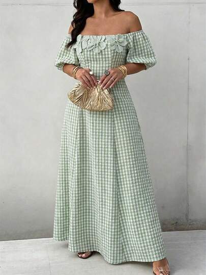sachin and babi light blue dress Floral Off-Shoulder Maxi Dress with Ruffle Design, Casual Midi Dresses 2025 Spring Summer Dresses 2025 main image 0