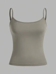 SHEIN EZwear 3件套女士吊带露脐紧身背心，适合夏季穿着，颜色：深灰色、浅灰色、白色 - 彩色 - 查看 7
