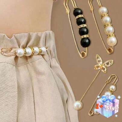 4 件套铝合金腰扣和别针套装，现代水钻和蝴蝶装饰腰饰套装，适用于家庭情人节、情人节婚礼、生日、婚礼用品、胸针