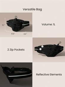 GLOWMODE Water Bottle Pocket Zipper Belt Bag Water Repellent Waist Crossbody Bags With Adjustable Strap - Black - View 3