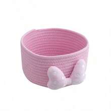 Cotton Rope Woven Desktop Storage Basket, Suitable For Organizing Toys, Snacks, Tissues, Candies, Stationery, Cosmetics, Etc., And Ideal For Home Use In Living Rooms, Bathrooms, Bedrooms, And Other Spaces To Tidy Up Clutter. - Pink - View 5