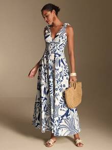 Swim Oasis Women's Retro Printed Dress - Blue - View 6