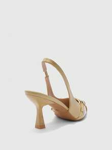 CUCCOO BIZCHIC Giày cao gót nữ thanh lịch kiểu slingback, quai kép, khóa cài, mũi nhọn, gót trung bình. - Màu vàng nhạt - Xem 4