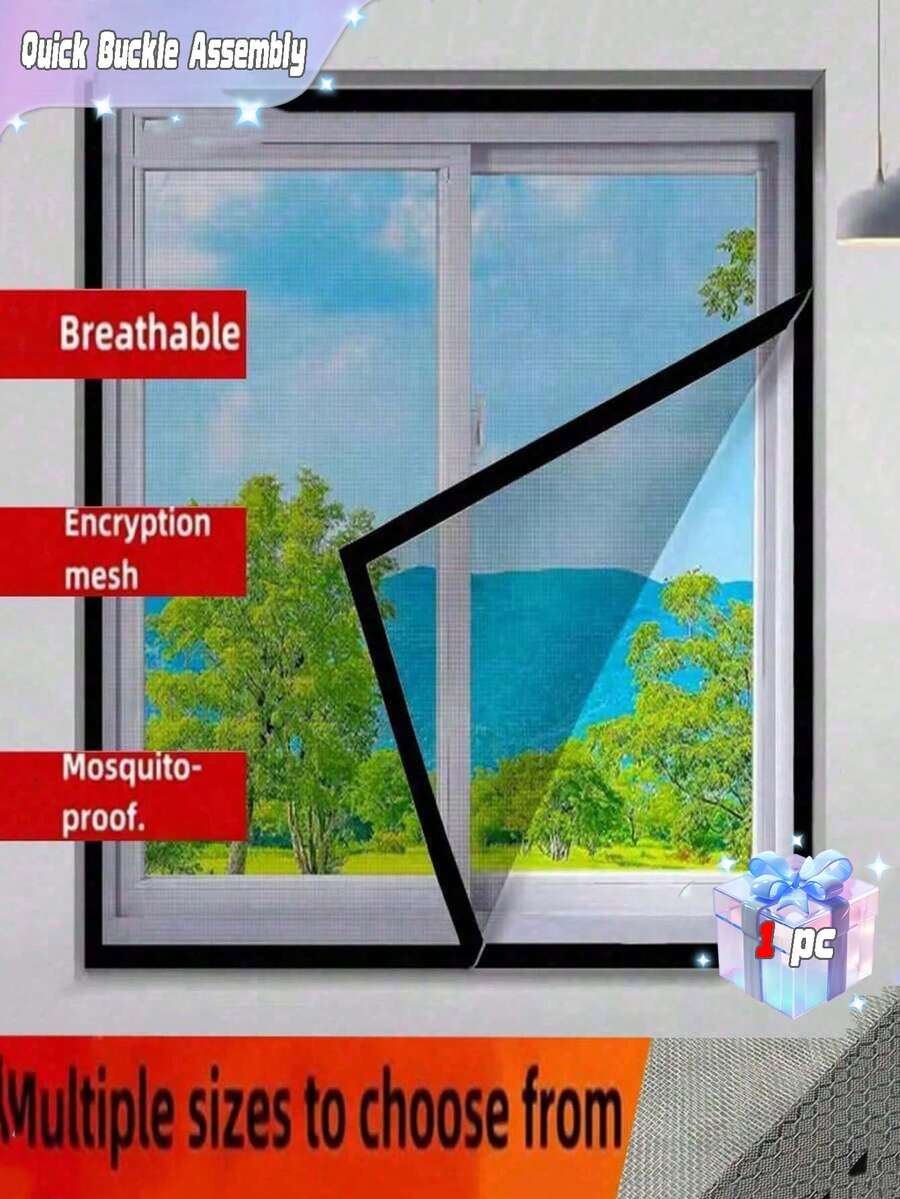 Mosquito Proof Window Screen,Reusable Window Screen, Premium Mesh, Mosquito And Insect Protection, Ventilation, And Dust Prevention, Easy To Instal - Grey - View 1