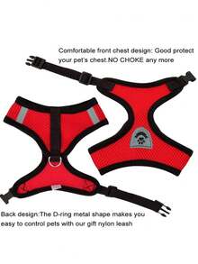 Bộ dây dắt và đai đeo cho chó mèo - Dây đeo ngực điều chỉnh được chống thoát hiểm và áo vest có dây an toàn, đai lưới thoáng khí cho chó và mèo cỡ nhỏ và vừa, bộ dụng cụ huấn luyện đi dạo an toàn. - Đỏ - Xem 7
