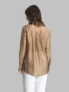 Ontre Women's 2026 SS Spring&Summer Shades Of Brown Solid Blouse,Loose Casual Long Sleeve Shirt With Turndown Collar,Autumn Chic Office Teacher Holiday - Brown - View 5