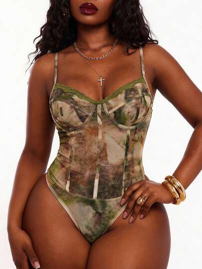 Radiana 大码女式时尚休闲性感优雅扎染印花拼接连体衣，春夏款