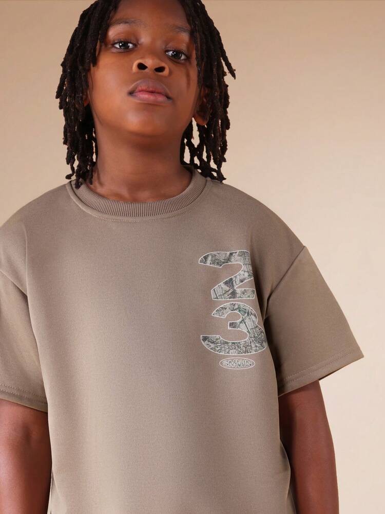 Tween Boys Oversized T-Shirt And Shorts Co-Ord Set With Large Number 23 Print Crew Neck Short Sleeve Summer Casual Outfit