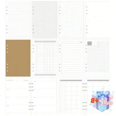 A5 45 Sheets Refill Papers,6 Holes Binder Notebook Inner Paper,Weekly/Monthly/Blank Planner Journal Notebook Parts