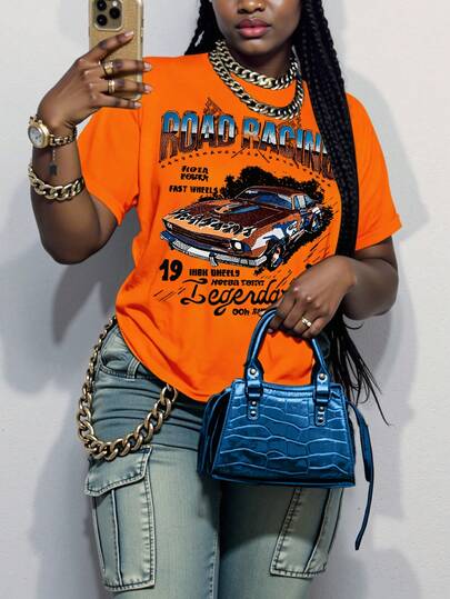 Maweii Plus Size Minimalist Printed Round Neck Short Sleeve T-Shirt