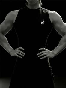 RISE LYT Men's Letter Print Casual Fitness Sports Tank Top - Black - View 3