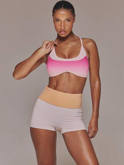 Musera Sport Gradient Overlay Sports Bra Active Workout Gym Pilates Fitness Daily Girly Casual Hot Sweat