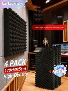 Tấm xốp cách âm 4 mảnh 60 * 120cm Tấm cách âm phòng thu Tấm xốp cách âm 3 màu Vật liệu hấp thụ âm thanh mật độ cao - Nhiều màu - Xem 1