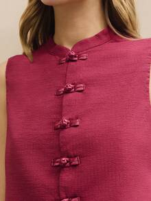 Nöista Top And Pants Set With Chinese Buttons - Burgundy - View 9