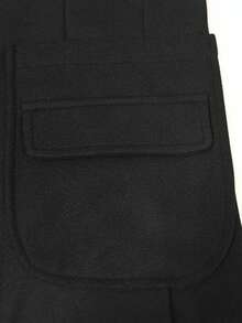 Manfinity Mode Men's Solid Color Button-Up Collar Long Sleeve Double-Breasted Casual Jacket, Autumn - Black - View 4